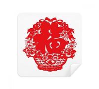 Red Chinese Lantern Traditional Pattern Glasses Cleaning Cloth Phone Screen Cleaner Suede Fabric 2pcs