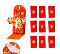 Red Chinese New Year Envelopes for the Year of the Horse | 10 Pieces 3D Folding Decorations for Parties and Celebrations, Hong Bao for Lunar New Year, for Collectors Wedding Birthday Office Celeb