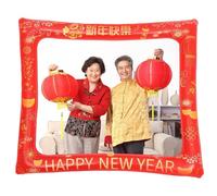 Red Chinese New Year Inflatable Photo Frame,1Pc Photo Booth Prop-75x65cm,Happy Spring Festival Picture Frame Inflatable Photo Frame Blow Up Party Prop for China Lunar Happy New Year Party Decor