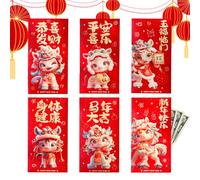 Red Chinese Pocket Envelopes - Modern For Year Parties, High-Performance, Horse 2026, Money Cash 6 Pieces Weddings | Multipurpose Outdoor Indoor Utility Compact Sleek