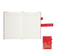 Red Chinese Style Vintage Planner Notepad with Strap for Project Goals | Imitation Leather Cover, Thick Paper Pages, Portable Planning Format, Task Segmentation, Suitable for School and Office Notes