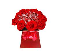 Red Chocolate Bouquet Hamper Lindor lind Ferero Rochr Cadbury Orange Small Personalised Sweets Candy Flowers Him Her (Small)