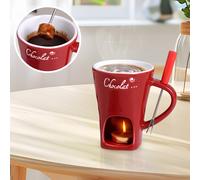 (Red) Chocolate Fondue Cup Household Ceramic Cheese Melting Stove Candle Heating Stove Cup