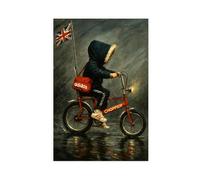 Red Chopper Bicycle - British Pop Culture Retro Nostalgia Art Canvas Poster Wall Art Decor Print Picture Paintings for Living Room Bedroom Decoration 12" L X 18" W
