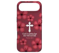 Red Christian Cross Bible Verse Hibiscus Psalms 46:5 Pattern Case for iPhone Air