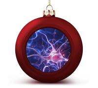 Red Christmas Ball Ornament - Blue Nerve Cell Shatterproof Plastic Xmas Tree Decorations, 3 Inch Christmas Tree Decor Hanging Ball for Holiday Wedding Party Decor