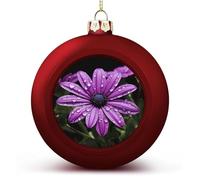 Red Christmas Ball Ornament - Purple Daisy Shatterproof Plastic Xmas Tree Decorations, 3 Inch Christmas Tree Decor Hanging Ball for Holiday Wedding Party Decor