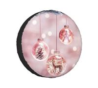 Red Christmas Ball Print Back Tyre Tire Cover Personalised Compatible Tyre Storage Bag, For SUV, Travel Trailer, Camper, 17in