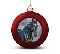 Red Christmas Balls Ornaments 1.6" Shatterproof Xmas A Dark Horse Baubles with Hanging String Holiday Decoration for Christmas Tree DIY Wreath Wedding New Year Party Festive Supply