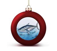 Red Christmas Balls Ornaments 1.6" Shatterproof Xmas Bluefin Tuna Thunnus Baubles with Hanging String Holiday Decoration for Christmas Tree DIY Wreath Wedding New Year Party Festive Supply