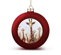 Red Christmas Balls Ornaments 1.6" Shatterproof Xmas Cartoon Giraffes Baubles with Hanging String Holiday Decoration for Christmas Tree DIY Wreath Wedding New Year Party Festive Supply