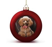 Red Christmas Balls Ornaments 1.6" Shatterproof Xmas Poodle Baubles with Hanging String Holiday Decoration for Christmas Tree DIY Wreath Wedding New Year Party Festive Supply