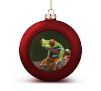 Red Christmas Balls Ornaments 1.6" Shatterproof Xmas Red Eyes Tree Frogs Baubles with Hanging String Holiday Decoration for Christmas Tree DIY Wreath Wedding New Year Party Festive Supply