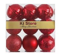 Red Christmas Baubles 80mm Christmas Tree Decoration Ornaments 18pcs Shatterproof Balls for Xmas Hanging Decorations Festival Holiday Decor