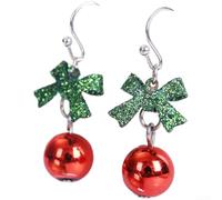 Red Christmas Bell Earrings Hand Knitted Snowflake Design(1PCS)