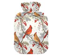 Red Christmas Bird Couple SnowHot Water Bag for Hot and Cold Water Bottle | bolsa caliente para dolor de espalda