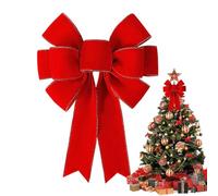 Red Christmas Bow Ornaments, Christmas Tree Top Bow, Velvet Wreath Bows With Shimmering Gold Trim For Wall Front Door Fireplace Shelf Wreath Garland Outdoor Fence Party Decorations