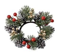 Red Christmas Candle Ring Wreath Pine le-af Candle Decoration Cone Christmas Ring Artificial Needle Pinecone Berries Garland Rustic Festive Wreath For Wedding Home Decoration, Inner Diameter