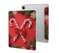 Red Christmas Candy Case for iPad Pro 12.9 Inch 2022/2021/2020(6th/5th/4th Gen) Trifold Stand with Pencil Holder, Soft Silicone Shockproof Protective Cover, Slim Lightweight