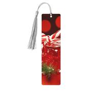 Red Christmas Candy Wood Bookmark for Men Women Reading Wooden Bookmarks Unique Handmade Book Marks with Tassel Pendant Craft Bookmark for Book Lovers Birthday Teachers Gift