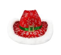 Red Christmas Cowboy Hat | Festive Western Costume Accessories For The Holidays - Christmas Western Hat | for New Year's Eve Parties Stage Performances Cosplay Adebals