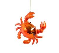 Red Christmas Decoration, Novelty Glass Crab Bauble, Ocean Nautical Christmas Tree Decoration, Sea Animal Bauble, Hanging Quirky Seaside Xmas Tree Ornament