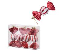 Red Christmas Decoration Sweets Set, Set of 4 Hanging Decoration with Ropes, Plastic Candy Ornaments in Classic Red, for Christmas Tree, Festive Decoration in Shops, Hotels, Households and Parties