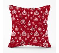 Red Christmas Decorations Pattern Outdoor Cushion Warren Reed - Designer Red 45cm x 45cm