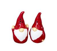 Red Christmas Gonk Ceramic Salt and Pepper Shakers Set, Decorative Xmas Gnome Design, 11 cm Height