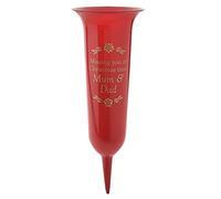Red Christmas Graveside Memorial Spiked Flower Vase - Mum and Dad