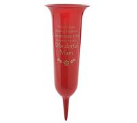 Red Christmas Graveside Memorial Spiked Flower Vase - Wonderful Mum