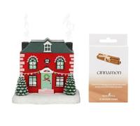Red Christmas House Incense Burner with 15 Cinnamon Cones | Festive Home Fragrance & Smoke Effect Chimneys | Decorative Resin Christmas Ornament