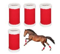 Red Christmas Leg Wrap with Faux and Bubble Velvet | Loose and Comfortable Standing Boots for Riding. Perfect Horse Equipment for Parades and Christmas Photos