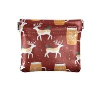 Red Christmas Moose Beer Women's Leather Coin Purse Wallet Convenient Mini Cosmetic Case for Women Travel, Red Christmas Moose beer, 1 size, Print Art, Red Christmas Moose beer, 1 size, Print Art