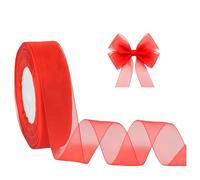 Red Christmas Organza Ribbon for Gift Wrapping 25mmx50Yards Bouquet(Red)