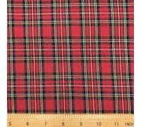 Red Christmas Plaid Fabric 4.2oz for Festive Craft Homespun Patchwork Decor Cotton Blend Plain Weave Width 57" Cut by The Yard