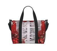Red Christmas Printed Travel Duffel Bag for Women Men - Weekend Overnight Bags with Adjustable Shoulder Strap and Handle