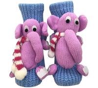 Red Christmas Stockings Womens 3D Knit Animal Socks Santa Snowman Reindeer Knitted Personalised Ankle Socks & Tights Cable Knitted Customized Winter Sock ChristmasGifts for Adult Kids Size 5 6 6-8 3-5
