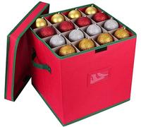 Red Christmas Storage Bag Boxes | Lighting Tree Balls Storage Protection Bag Box | Xmas Decoration Ornaments Reusable Bag (Christmas Ball Ornament Storage Box - Red (30x30x30))