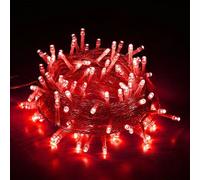 (Red) Christmas String Lights Indoor Outdoor, 33FT 100 LED Extendable Clear Wire 8 Modes Plug in for Christmas Tree Holiday Party Garden Decorations