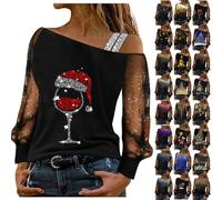 Red Christmas Sweatshirts for Women UK Funny Reindeer Santa Snowflake Graphic Print Casual Long Sleeve Shirts Tunic Tops Women's Ugly Xmas Sweatshirt Womens Loose Fit Black Gold Orange Jumper Top XS S