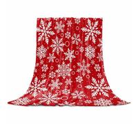 Red Christmas Throw Blanket White Snowflake Merry Christmas Flannel Fleece Blanket, Lightweight Blanket for Women Adult Girl - Microfiber Nap Blanket for Couch, Bed, Sofa 80" x 60"