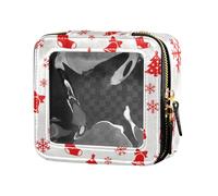 Red Christmas Tree and Snowflake Seamless Waterproof Clear Makeup Bag Makeup Organizer for Traveling