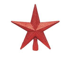 Red Christmas Tree Top Star Topper Glitter Finish 20 cm by Premier