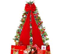 Red Christmas Tree Topper Bow Large Xmas Satin Ribbon Bow Fancy Holiday Party Decor Props for Indoor Outdoor Decoration (Red, One Size)
