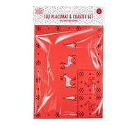 Red Christmas Woodland Felt Placemat & Coaster Set - Pack of 8