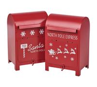 URBNLIVING Christmas Xmas Metal Letter Mail Box Santa Arched Decorative Red Table Ornament Festive Holiday Farmhouse Home Décor