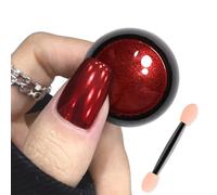 Red Chrome Nail Powder Magic Metallic Mirror Effect Holographic Glazed Nail Glitter DIY Salon Christmas Manicure Pigment Dust Decoration for Gel Nails Art Design with Tool