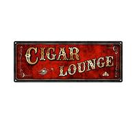 Red Cigar Lounge Metal Sign, 6”x16", Art Deco, Vintage, Retro, Game Room, Den, Wall Décor