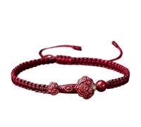 Red Cinnabar Ruyi Charm Bracelet - Feng Shui Wealth Bracelet for Good Luck and Chakra Balance